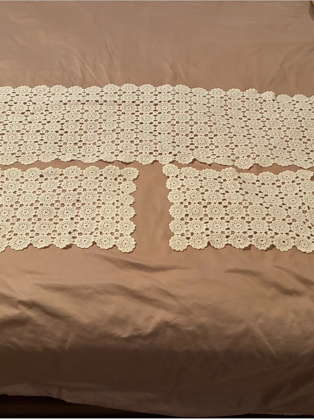 Handmade Crochet Doily Set in Cream
